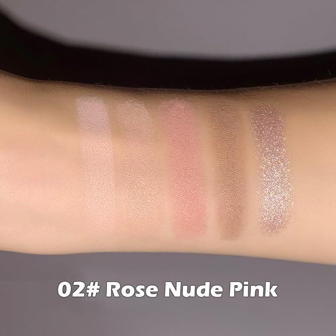 Mivota Rose Nude Eyeshadow Palette, 5 Colors Pink Brown Matte and Rose Gold Shimmer, Soft Glam Neutral Shades with Mauve Tones, Highly Pigmented Long Lasting Blendable for Daily Natural Makeup, 2#