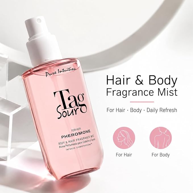 Pheromone Body Spray for Women, Sour Tag Hair & Body Fragrance Mist for Her, Floral Fruity Hair Pheromone Spray with Osmopherone, Lightweight Daily Refresh Mist, 5.9 fl oz / 175 mL