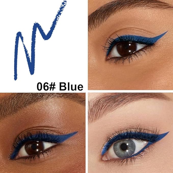 Retractable Creamy Eyeliner Eyeshadow Sticks for Eye Makeup, Ultra Pigmented Mechanical Eye Pencils, Smudge Proof Matte Satin Finish Formula, Longlasting, Vegan & Cruelty-Free (6 Pcs-Sky Blue-06)