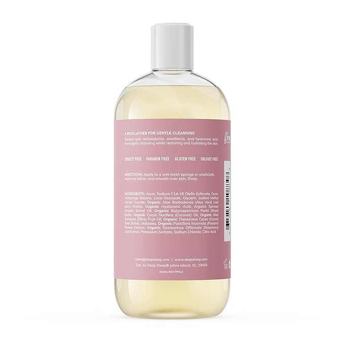Deep Steep Passion Fruit Guava Body Wash, Hydrating Shower Gel with Hyaluronic Acid & Shea Butter for Sensitive Skin, Bodywash for Women & Men, 17 Fl Oz, 1-Pack