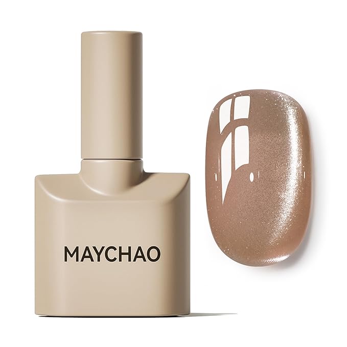 MAYCHAO 15ML Cat Eye Gel Nail Polish 1Pc Nude Gel Polish with Magnet Soak off Holographic Magnetic Nail Polish for Nail Art Manicure Salon DIY at Home, 0.5 OZ
