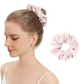Silk Hair Scrunchies for Women, 100% Mulberry Silk Hair Ties, No Damage for Curly Hair, Large Scrunchie for Sleep, 1-Pack, Light Pink, L