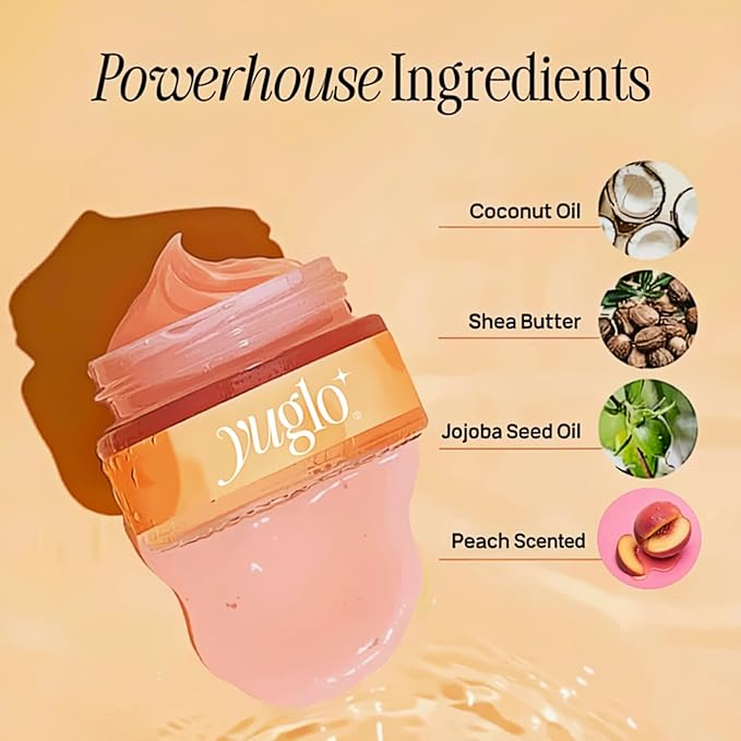 YUGLO Lip Sleeping Mask Peach | Overnight Lip Mask & Lip Gloss Balm | Hydrating Lip Moisturizer for Dry Lips | Lip Plumping Glossy Finish | Lip Conditioner Overnight