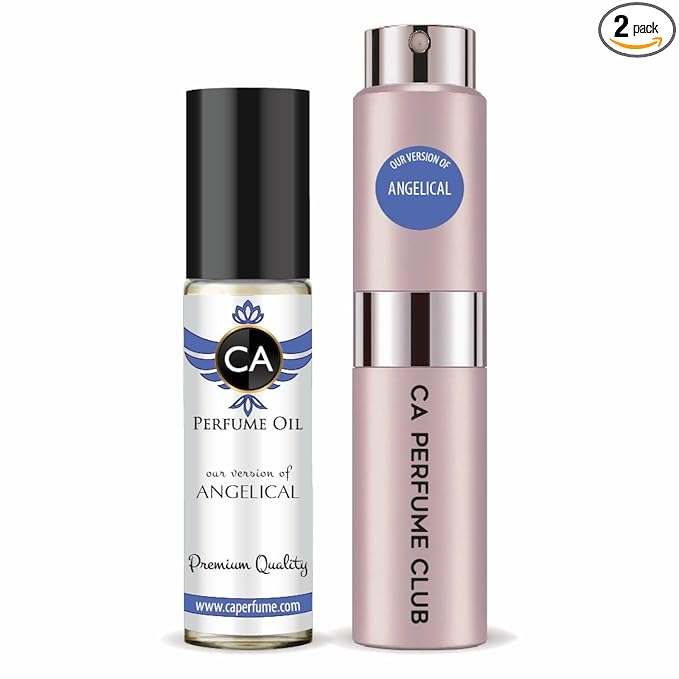 CA Perfume Duo Impression of Angelical For Women Perfume Layering Set Long Lasting Travel Size EDP + Body Oil Roll-On Bottle 0.27 Fl Oz+0.33 Fl Oz