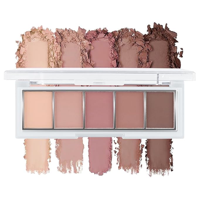 5 Color Matte Rose Nude Eyeshadow Palette, Dusty Rose Mauve Pink Cocoa Brown Neutral Shades, Highly Pigmented Blendable Long Lasting for Daily Natural Makeup, Soft Glam & Mature Eyes, Sombra de Ojos 4