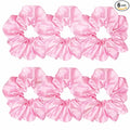 Sufermoe 6 Pcs 4.5 Inch Satin Silk Hair Scrunchies, Light Pink Elastic Hair Ties for Women and Girls, Hair Accessories for Different Hairstyles and Occasions