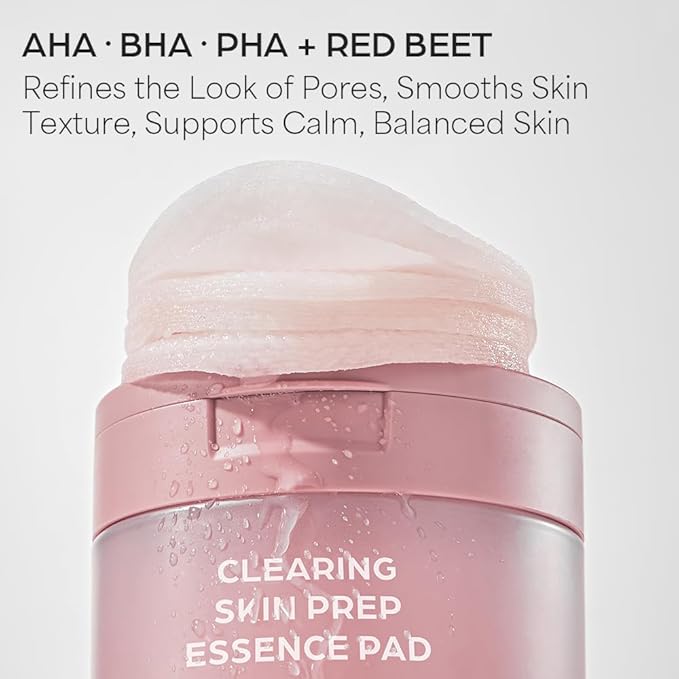 House of Hur Clearing Skin Prep Essence Pads – Fungal Acne Safe AHA BHA PHA Exfoliating Toner Pads with Red Beet Extract – Alcohol-Free, Fragrance-Free – Korean Skincare – 70 Pads (140 ml)