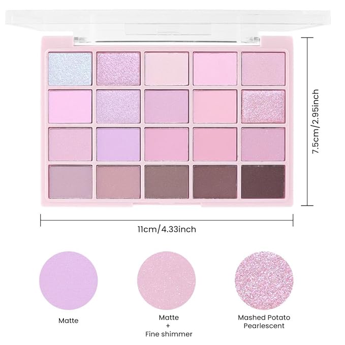 CAKAILA 20Colors Light Purple Pink Nude Basics Matte Eyeshadow Palette,Eye Shadow Travel Makeup Palette all in one Long Lasting Waterproof,Great for Travel Gift Kit