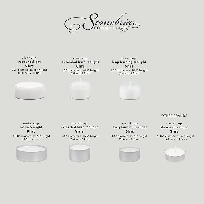 Stonebriar 192 Count White Unscented 6 to 7 Hour Extended Burn Time Clear Cup Tea Light Candles
