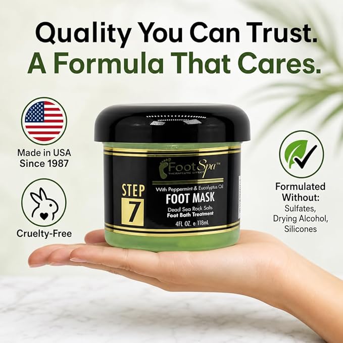 FOOT SPA - Cream Mask for Foot, 4 Oz With Peppermint and Eucalyptus Oil - Pedicure Massage for Tired Feet and Body, Hydrating, Fresh Skin