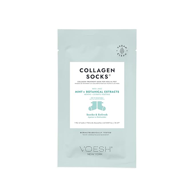 VOESH Collagen Socks, Collagen Socks for Dry Feet, Variety 5 Pack, Cracked Heel Repair, Moisturizing Socks, Spa Pedicure Treatment, Spa Socks, Foot Peel Masks, Vegan