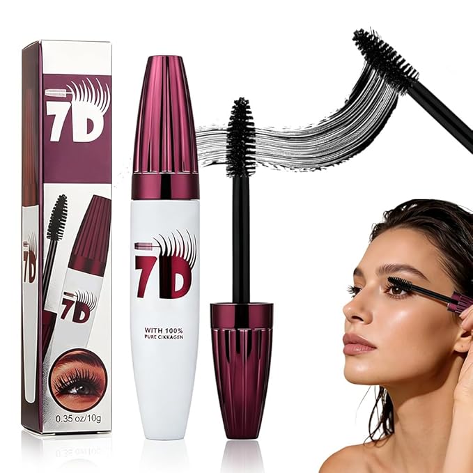 7D Waterproof Volume Mascara, 2026 Upgrade Smudge-Proof Curling & Lengthening Mascara, Long-Lasting Black Mascara Fiber Lashes Thickening Eye Makeup for Defined Curl for Women Girls (1 PCS)