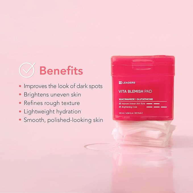 LEADERS Vita Pad - Targeted Solution for Skin Vegan-Certified | Gentle Formula | 80 Pads x 120ml