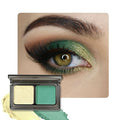 CAKAILA Golden Green Two Color Matte Shimmer Glitter Eyeshadow Palette,Eye Shadow Powder Professional Long-Lasting Waterproof Makeup Palette,Easy-To-Apply and Compact for Travel,Vegan & Cruelty-Free