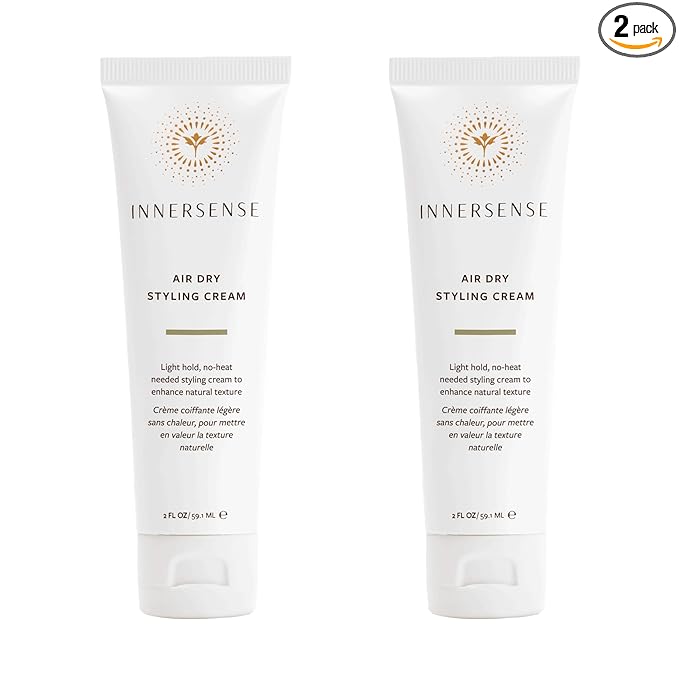 INNERSENSE Organic Beauty - Air Dry Styling Cream | Light-Hold, Reduce Frizz, Weightless Finish | Non-Toxic, Cruelty-Free, Clean Haircare (2 Pack; 2 oz | 51 ml)