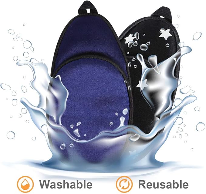 eZAKKA Eye Patches for Adults, Eye Patch for Glasses, Silk Patch for Lazy Eye Amblyopia Strabismus and After Surgery (Black with White Star+Navy)