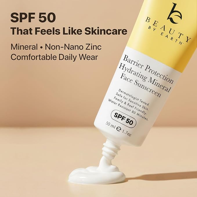 Mineral Sunscreen for Face SPF 50 – Broad Spectrum Zinc Oxide, Made in USA with Natural & Organic Ingredients, Non-Greasy Daily Moisturizer for Sensitive Skin, No White Cast & No Chemicals
