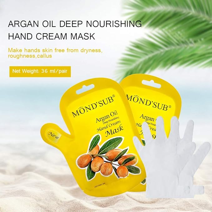 5 Pair of Argan Oil Hand Mask, Hydrating Hands Mask, Deep Conditioning Mask, Intense Repair for Those with Dry, Callus, Chap,Darkness and Pigmentation, Best Hydration Hand Treatment Masque- Men Women
