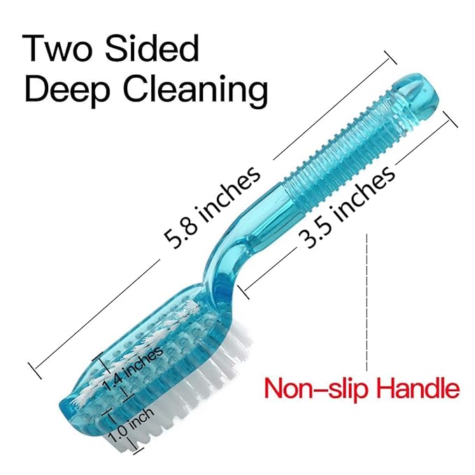 Handle Grip Fingernail Brush Two Sided Nail Brush Foot Scrub Brush Soft Stiff Bristles Hand Cleaning Brushes Nails Toes Scrubber for Men Women Kids,4 PCS