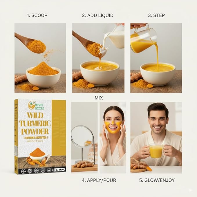Herbs Botanica Wild Turmeric Powder Exfoliator| Amba Haldi Powder | Kasturi Manjal | Kasturi Turmeric150 Gms / 5.30 oz