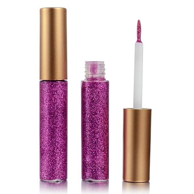 Glitter-Eyeliner,Purple-Red Giltter-Eyeliner, Long-lasting Waterproof Eye-Glitter Makeup, Silver, Gold, Purple Green High-pigmented Colorful Eye Liner Liquid