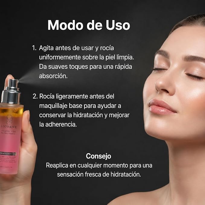 Licorne PDRN Face Mist with Hyaluronic Acid, Niacinamide & Madecassoside – Salmon DNA Hydrating Facial Spray Essence, Dewy Glass Skin K-Beauty Mist, All Skin Types, 3.38 fl oz