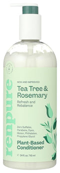 Renpure Plant Based Tea Tree and Rosemary Refresh and Rebalance Conditioner - Soothes Dry Scalp - Delivers Moisture and Shine - Gentle Formula - Dye Free - Recyclable, Pump Bottle Design - 24 fl oz