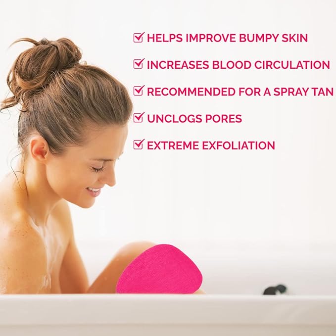 Exfoliating Body Scrub for Bath and Shower Use - Face Scrubber and Body Exfoliator Mitt, Dead Skin Remover - Exfoliating Glove Shower Scrub for Men and Women - Pair Pink