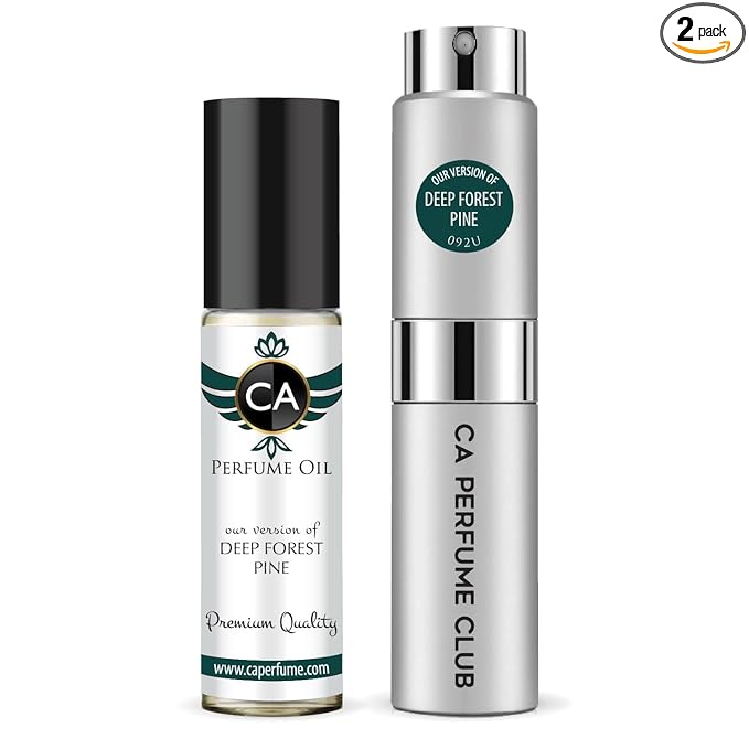 CA Perfume Duo Impression of Deep Forest Pine For Women And Men Perfume Layering Set Long Lasting Travel Size EDP + Body Oil Roll-On Bottle 0.27 Fl Oz+0.33 Fl Oz