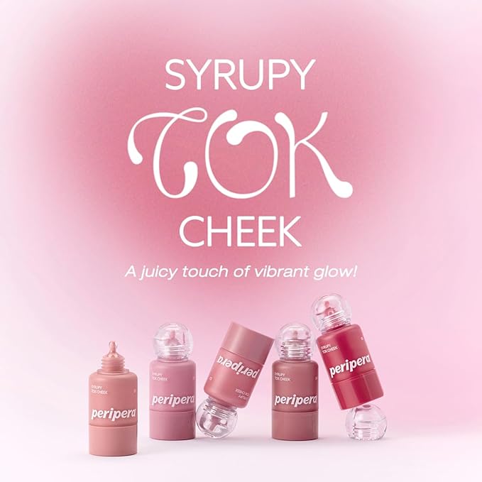 PERIPERA SYRUPY TOK CHEEK, Liquid Blush, Dewy Finish and Hydrates All day, Soft Velvet Texture Face Cheek Tint (04 SUNSHINE FIG, One Size)