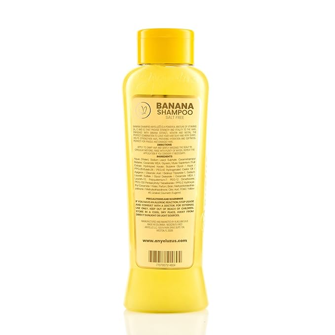 ANYELUZ Banana Shampoo - Nourishing Formula with Biotin and Keratin for Fragile and Damaged Hair