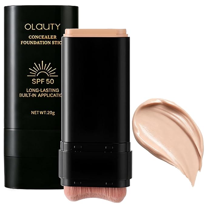 Foundation Stick, 2 in 1 Dual-Ended Long-Lasting Korean Foundation Stick, Full Coverage Foundation Makeup, Sunscreen Concealer Stick, Tattoo Cover Up Makeup, Matte Finish for Face (LIGHT SKIN)