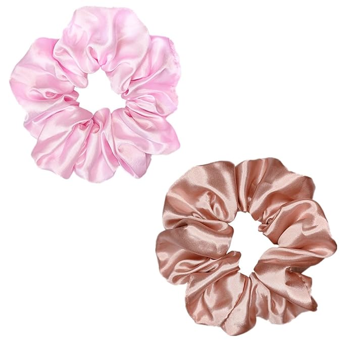 Sufermoe 12 Pcs Satin Silk Hair Scrunchies, Assorted Light color, 4.5 Inch Hair Ties for Women Girls