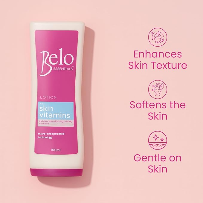 Belo Essentials Body Lotion - Fast-Absorbing Daily Moisturizing Cream for Smooth, Hydrated Skin – Lightweight All-Over Body Hydration with Non-Greasy Texture - 100ml x 2 Bottles