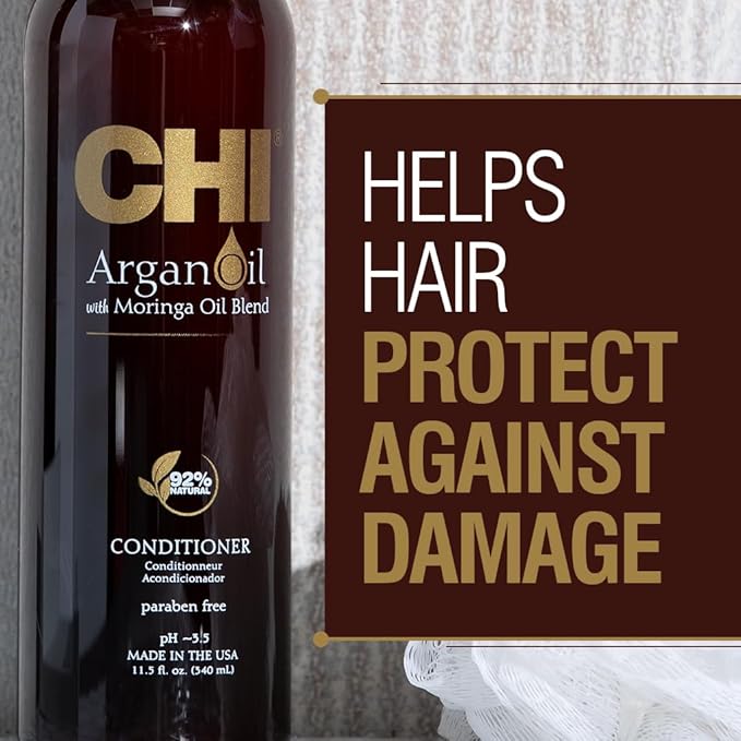 CHI Argan Oil Conditioner, Replenishes Hair Moisture, Enhances Strength & Helps Protect Against Damage, Sulfate, Paraben, & Cruelty-Free, 11.5 Oz (Pack of 2)