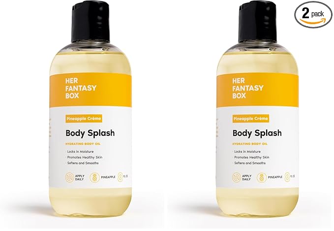 Her Fantasy Box | Body Splash Hydrating Body Oil (Pineapple Creme) - Moisturizing, Non-Greasy Formula for Soft, Smooth Skin - All-Natural, Lightweight & Nourishing (Pack of 2)