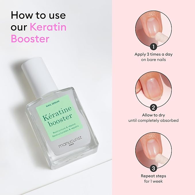 Manucurist - Keratin Clear Nail Care Serum – Nail Strengthener for Damaged Nails, Lightweight Fast-Absorbing Formula, Glossy Finish, Plant-Based Keratin, Biotin & Vitamin C, Nail Hardener Effect