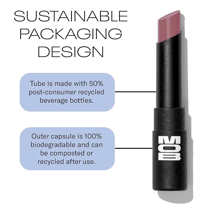 MOB Beauty Hydrating Shine Lip Balm, M155 Smoky Amethyst Tinted Lip Balm Stick with Jojoba and Sunflower Oils, Moisturizing Glossy Finish, Vegan, Cruelty Free