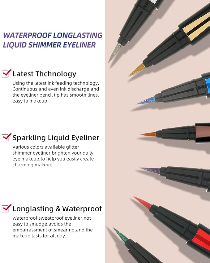Bronze Glitter Eyeliner Liquid Liner-1Pcs Brown Metallic Shimmer Sparkling Colored Eye Liner Eyeshadow Makeup Pen, Long Lasting High Pigmented Waterproof Smudge-proof Eyeliner Pencil, Gift for Women