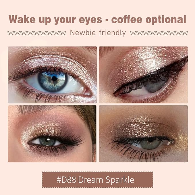 Refillable Eyeshadow Palette - Matte/Glitter/Duo-Chrome Pressed Powder & Cream Formula, Neutral/Shimmer/Smokey Multichrome, Travel-Friendly Iron Pan Refills (Glitter, D88)