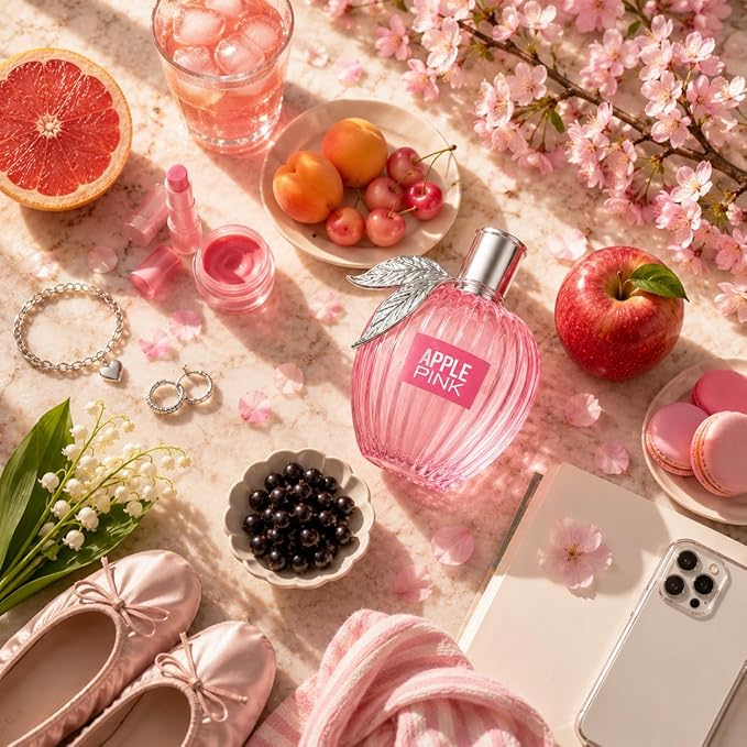 Big Apple Pink Eau de Parfum for Women, 100ml / 3.4 fl oz Long-Lasting Perfume Spray, Fresh Fruity Floral Fragrance with Grapefruit, Apricot, Rose, Jasmine & Red Apple, Cruelty Free & Vegan