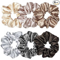 Sufermoe 6 Pcs Satin Silk Hair Scrunchies, Soft Hair Ties for Women and Girls, 6 Classic Colors, 4.5 Inch, Metallic color