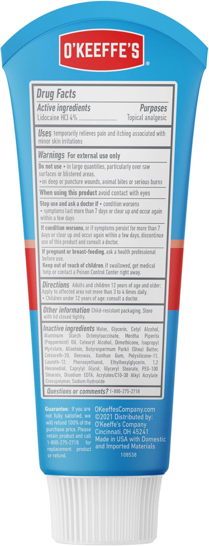 O'Keeffe's for Healthy Feet Pain Relief Skin Protectant Cream; 3 Ounce Tube (Pack of 1); Foot Pain Relief Cream; Cooling Foot Cream