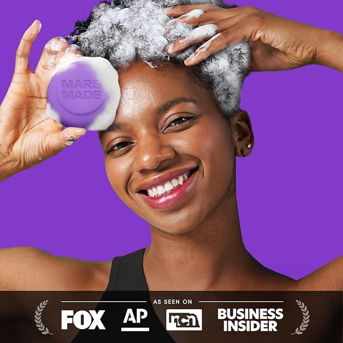 MARS MADE Purple Toning Shampoo Bar 2.0 - Hydrating & Moisturizing Natural Hair Soap for Hair Color & Scalp Nourishment - Solid Shampoo for All Hair Types (120g, 4.23oz)