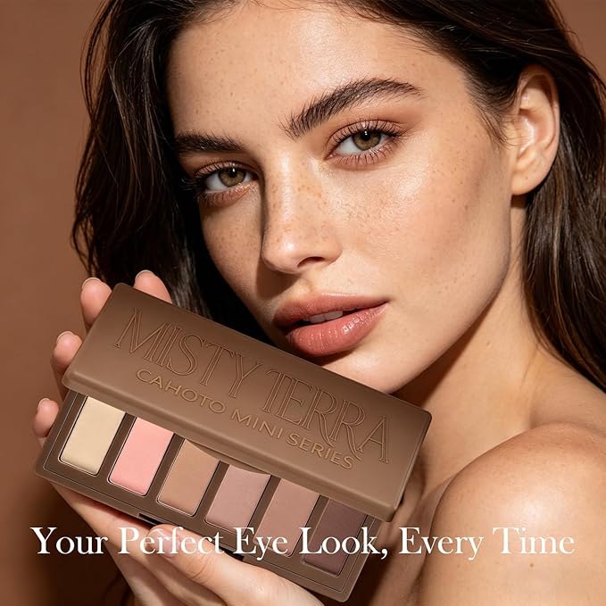 6 Colors Matte Eyeshadow Palette, Neutral Nude Eye Shadows with Mirror, Mini Travel Size Blendable Powder Shades, Highly Pigmented Long Lasting Makeup Palette for Daily Use