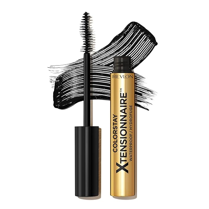 Revlon ColorStay Xtensionnaire Lengthening Lash Serum and Mascara In One, Tapered Brush for 2X Longer Looking Eyelashes, Infused with Pro Vitamin B5, Smudge-Proof, 211 Black Waterproof