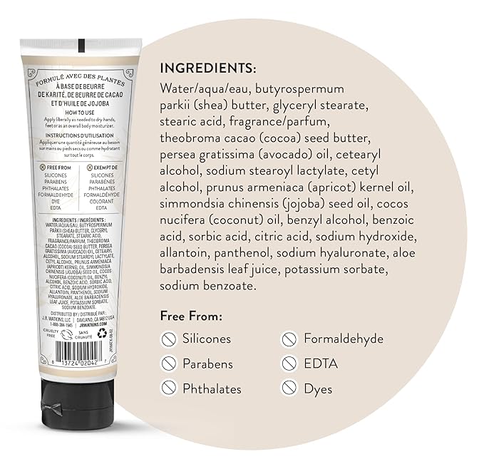 J.R. Watkins Natural Moisturizing Hand Cream, Hydrating Hand Moisturizer with Shea Butter, Cocoa Butter, and Avocado Oil, USA Made and Cruelty Free, 3.3oz, Coconut, Single