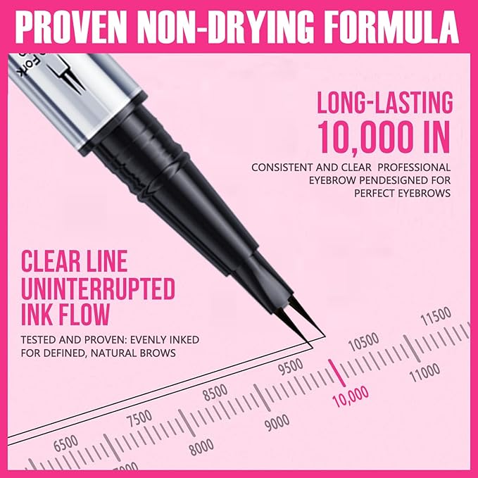 Eyebrow Pen, Waterproof 2-in-1 Dual-Ended Microblading Eyebrow Pencil Upgraded Eye Brow Pen with 2 Fork Tip for Natural-Looking Hair-Like Defined Brows, Last All-Day (Light Brown)