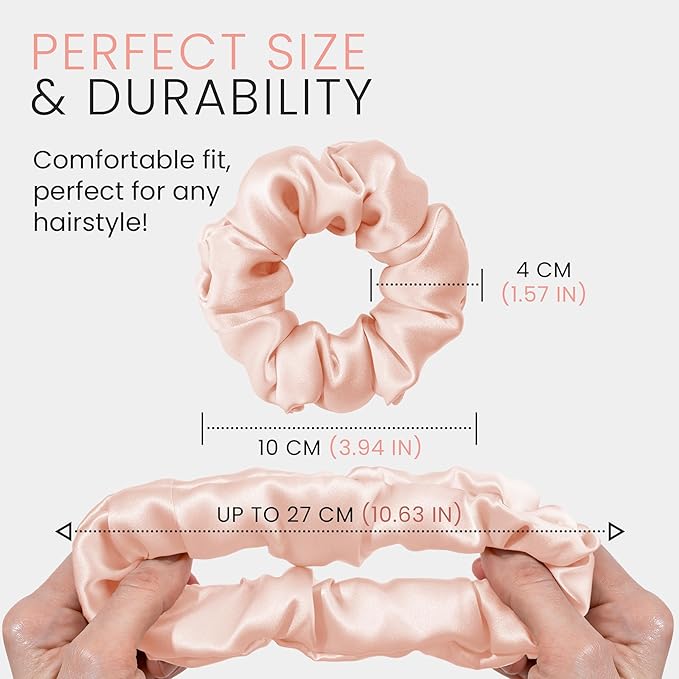 Wycare 100% Silk Scrunchies - Gentle on Hair Mulberry Silk Scrunchies for Women - Luxurious Sleep Ties for Women's Curly Hair (Set of 3 Blush)