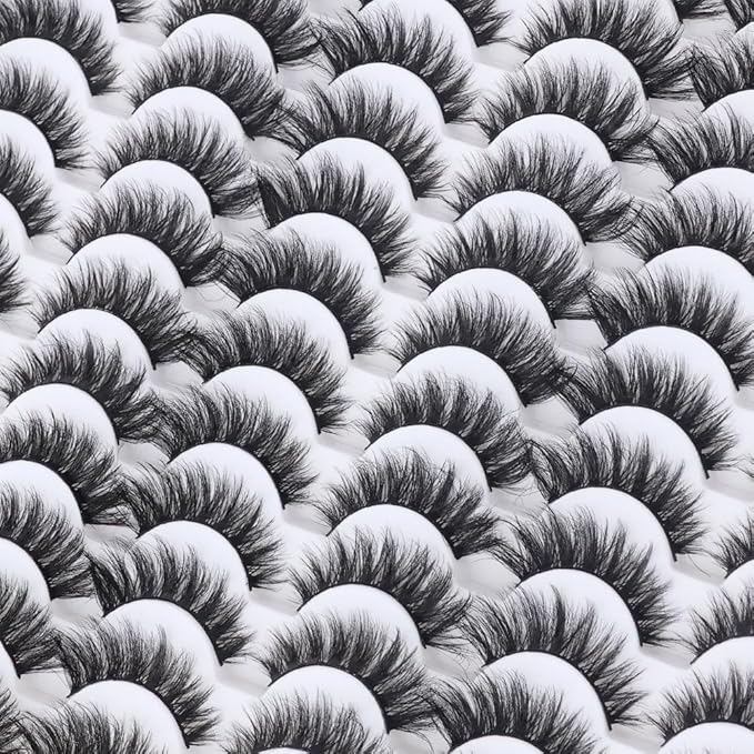 Azenlo False Eyelashes 48 Pairs Faux Mink Lashes 10-18mm Wispy Lashes 3D Fluffy Cat Eye Lashes Pack Bulk Wholesale Strip Long Lashes(style 48-036)